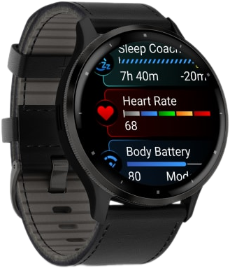 Умные часы Garmin ️VENU 3 с кожаным ремешком (черный)