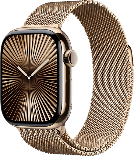 Умные часы Apple Watch Series 10 (42mm) Titanium with Milanese Loop (золотой), без RuStore