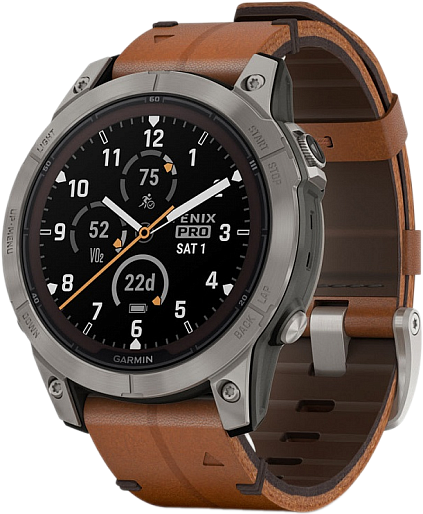 Умные часы Garmin ️FENIX 7 Pro Sapphire Solar с кожаным ремешком (серый/коричневый)