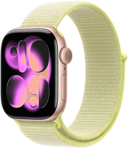 Умные часы Apple Watch Series 11 42mm with Sport Loop (розовое золото/желтый), без RuStore