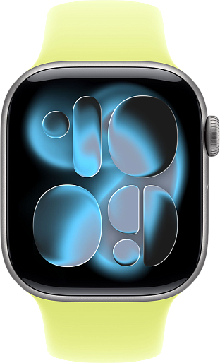 Умные часы Apple Watch Series 11 42mm with Sport Band (серый космос/желтый) S/M, без RuStore