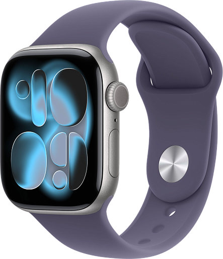 Умные часы Apple Watch Series 11 42mm with Sport Band (серый космос/фиолетовый) S/M, без RuStore