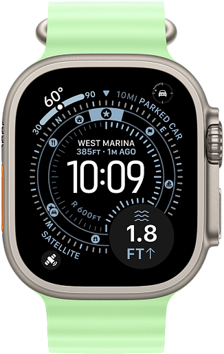 Умные часы Apple Watch Ultra 3 (Natural) 49mm океаническая петля (зеленый), без RuStore